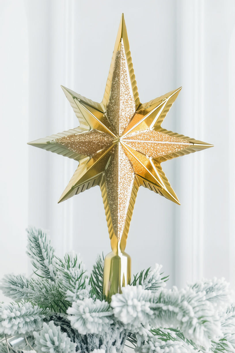 Ёлочная верхушка рождественская звезда золотая 15x25 см Winter Deco 029097