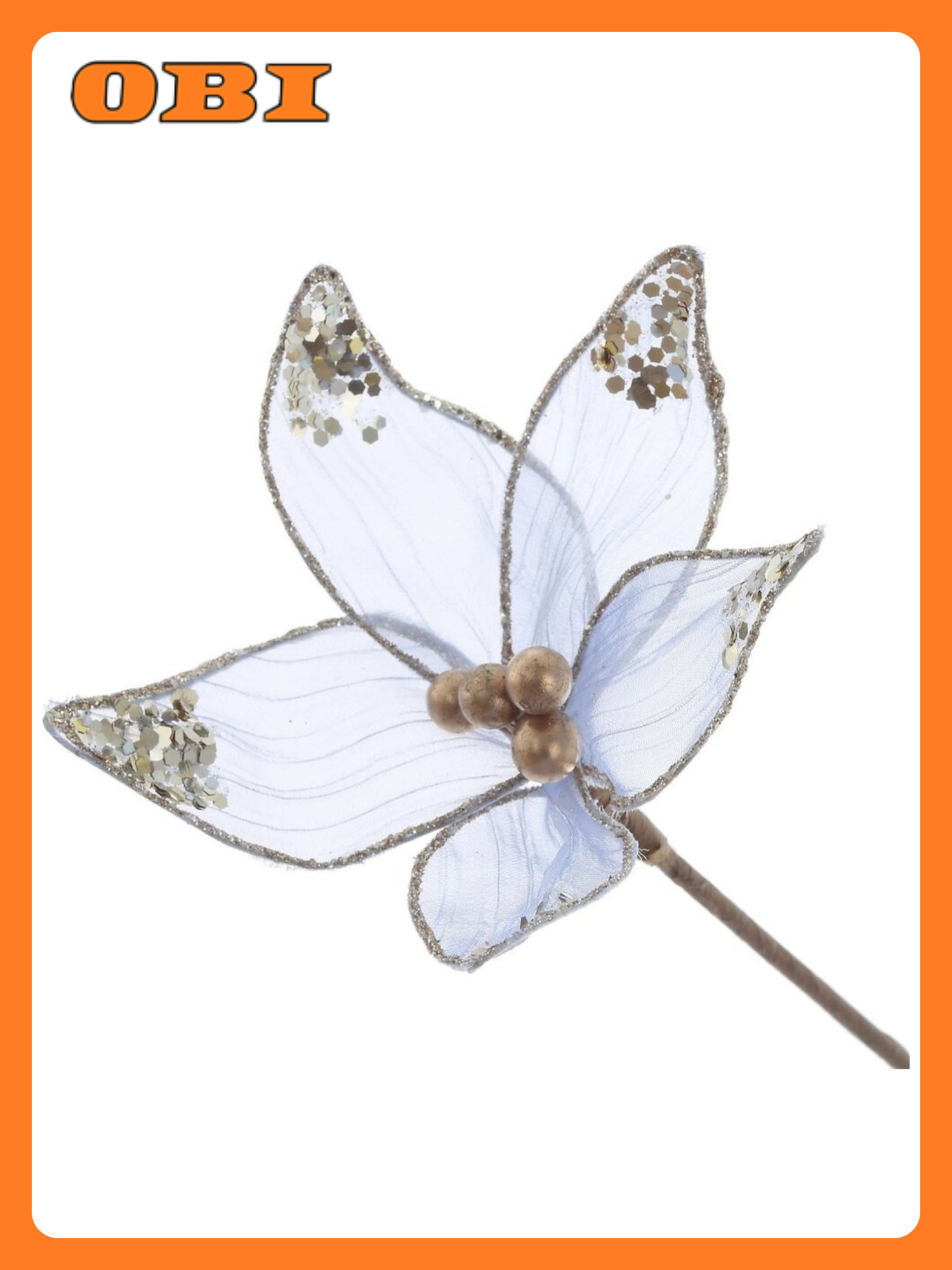 Цветок искусственный Пуансеттия L15 W15 H37 см