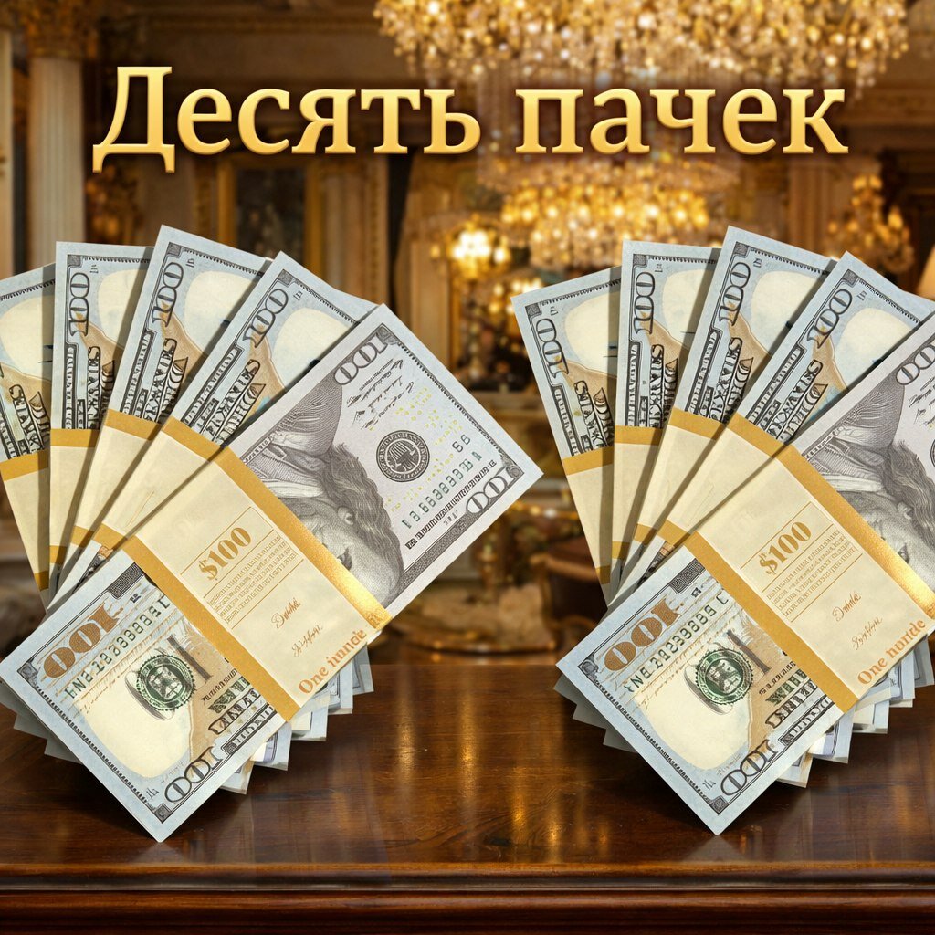Набор 10 пачек купюр 100 долларов