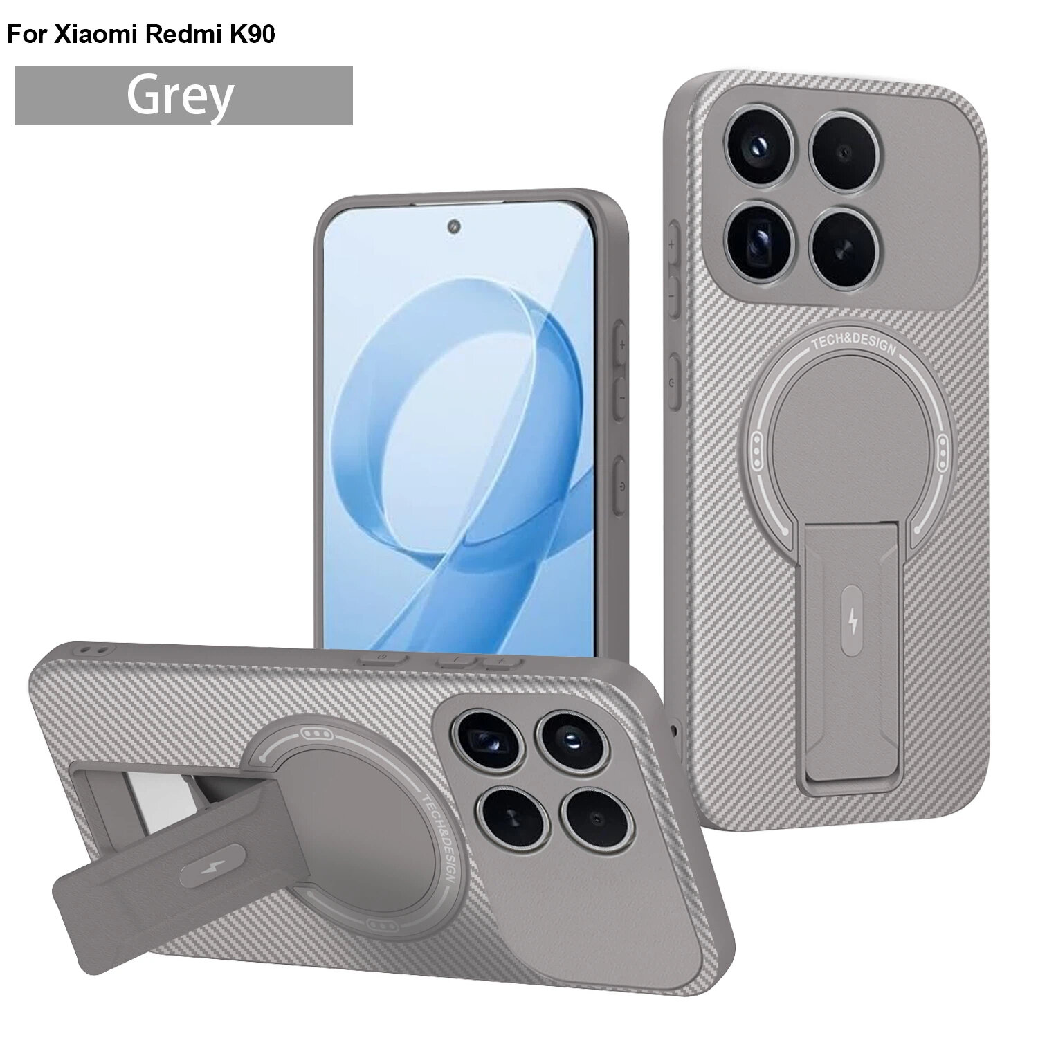 Чехол Для Poco F8 Pro/Сяоми Поко F8 Про, soft touch, чехол-кардиомонитор, поликарбонат (PC), защита камеры, ударопрочный, встроенная подставка, усиленные углы, Xiaomi, Poco F8 Pro, gray,