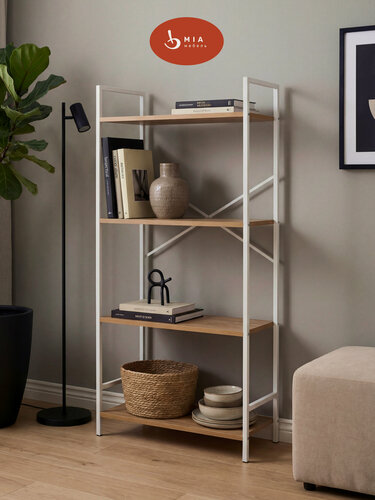 Изображение товара Стеллаж для книг Leset "Стилвуд 24", стеллаж напольный, широкий, 4 полки, дуб крафт золотой