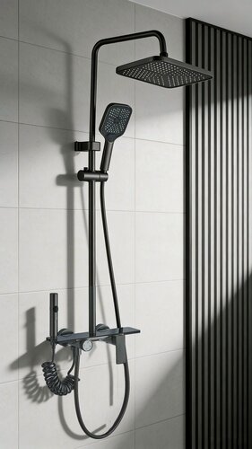 Изображение товара Душевая система Ceruttispa NANNI, матовая графит, с тропическим душем
