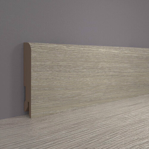 Изображение товара Плинтус МДФ напольный Лука ПЛ 80МДФ, 16х80 мм, длина 2,4 м, дуб светло-серый 4012