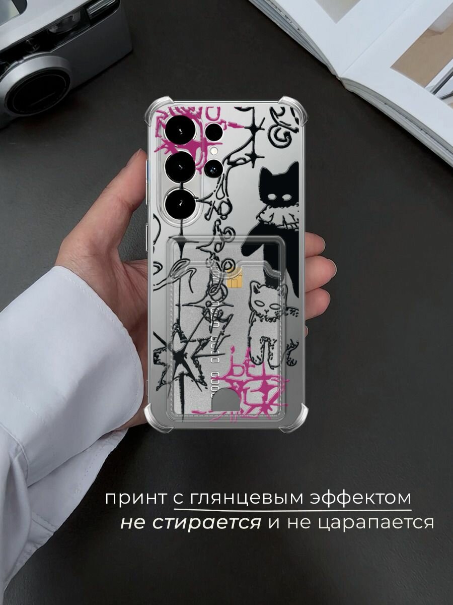 Чехол на Samsung S26 Ultra (Самсунг S26 Ультра) с картой и принтом Готические котики — фото 1