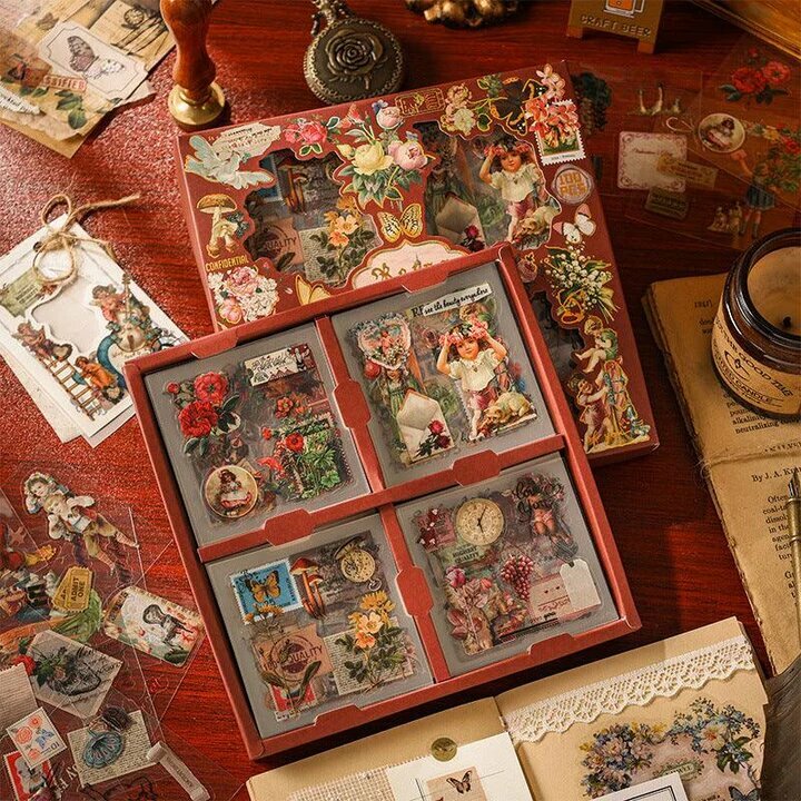 Подарочный набор MR.PAPER, для скрапбукинга и bullet journal, 100 виниловых наклеек, винтаж