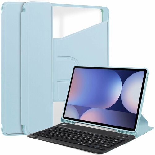 фото Чехол для samsung galaxy tab s10+ / s9+ / s9 fe+ 12.4" с клавиатурой голубой woap