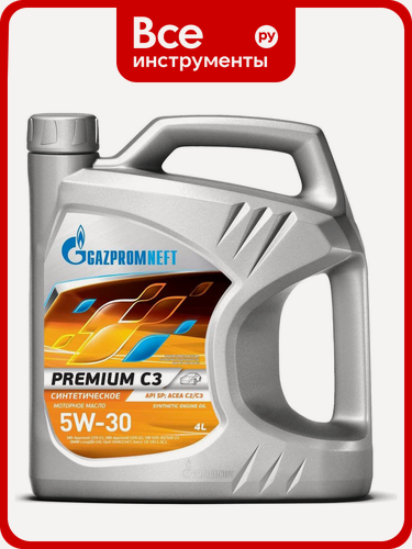 Изображение товара Масло Premium СЗ 5W-30 Gazpromneft ACEA C3, подходит для бензиновых и дизельных легковых и грузовых автомобилей
