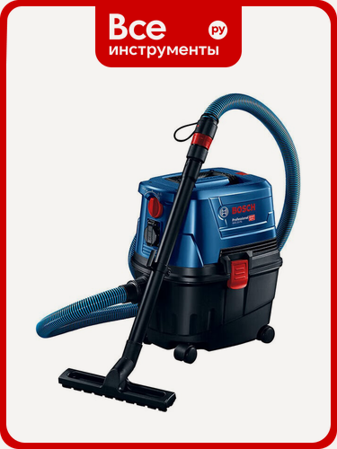 Изображение товара Пылесос Bosch GAS15PS 1100 Вт, 15 л, для сухой уборки с пневморозеткой, мощность 33 л/с, идеален для строительных работ