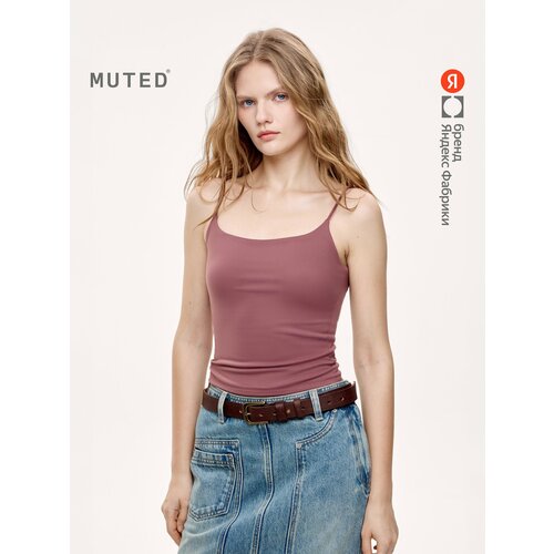 фото Майка muted на тонких бретелях, размер 2xl, коричневый