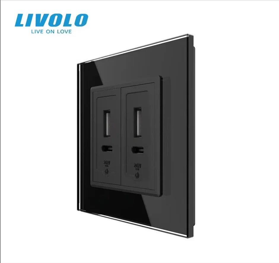 Livolo USB розетка 2A2C Black