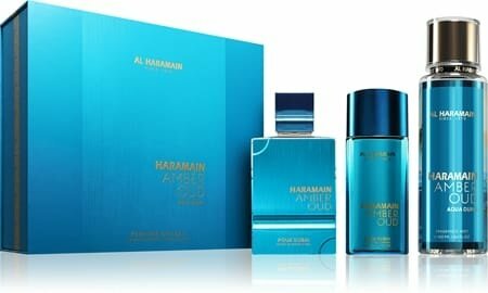 Набор парфюмерной воды Al Haramain Amber Oud Aqua Dubai, 75 мл + 30 мл + 250 мл
