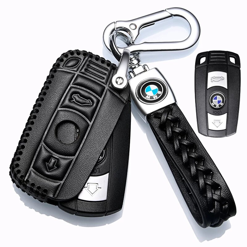 BMW Кожаный чехол для ключа для 5-й серии 3-й серии X1 X3 i3 X5, стиль E, вставная черная, ремешок