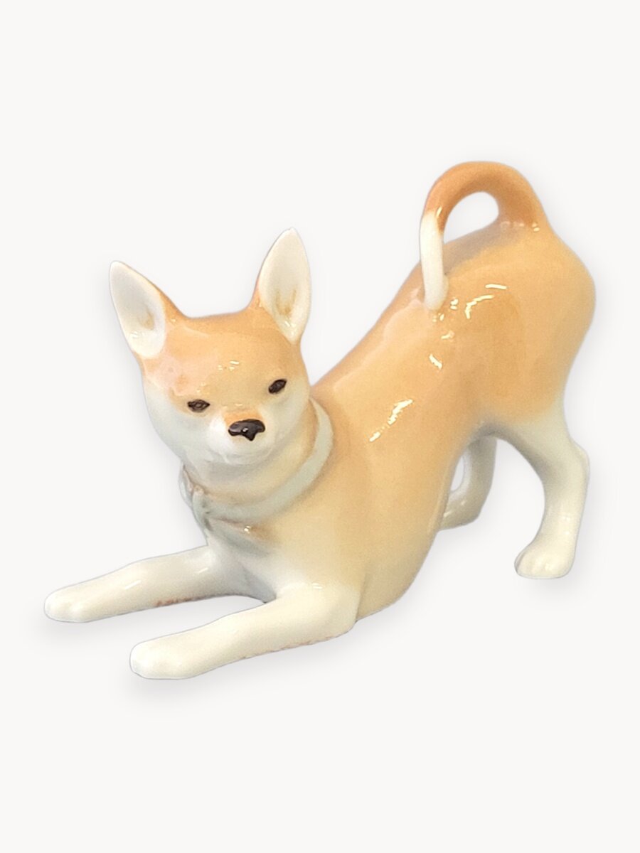 Фарфоровая статуэтка Чихуахуа играющий Чара , Императорский фарфоровый завод