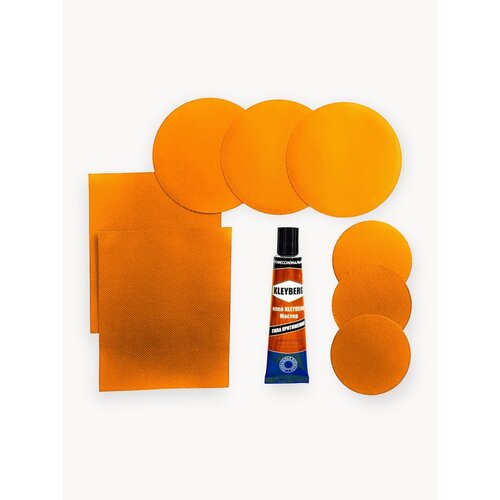 Ремкомплект для ремонта лодок ПВХ, матрасов, бассейнов, сапбордов, ватрушек и прочих изделий из ПВХ. Заплатки + клей водостойкий 30 мл.