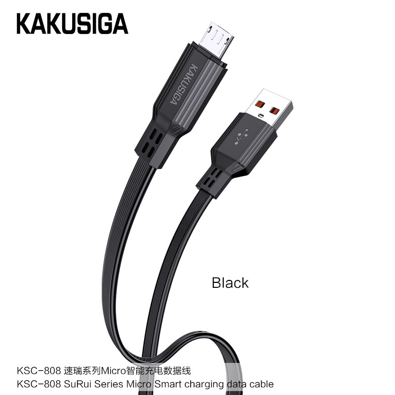 Высокоскоростной Кабель USB KAKUSIGA KSC-808 Micro USB для зарядки и передачи данных, черный