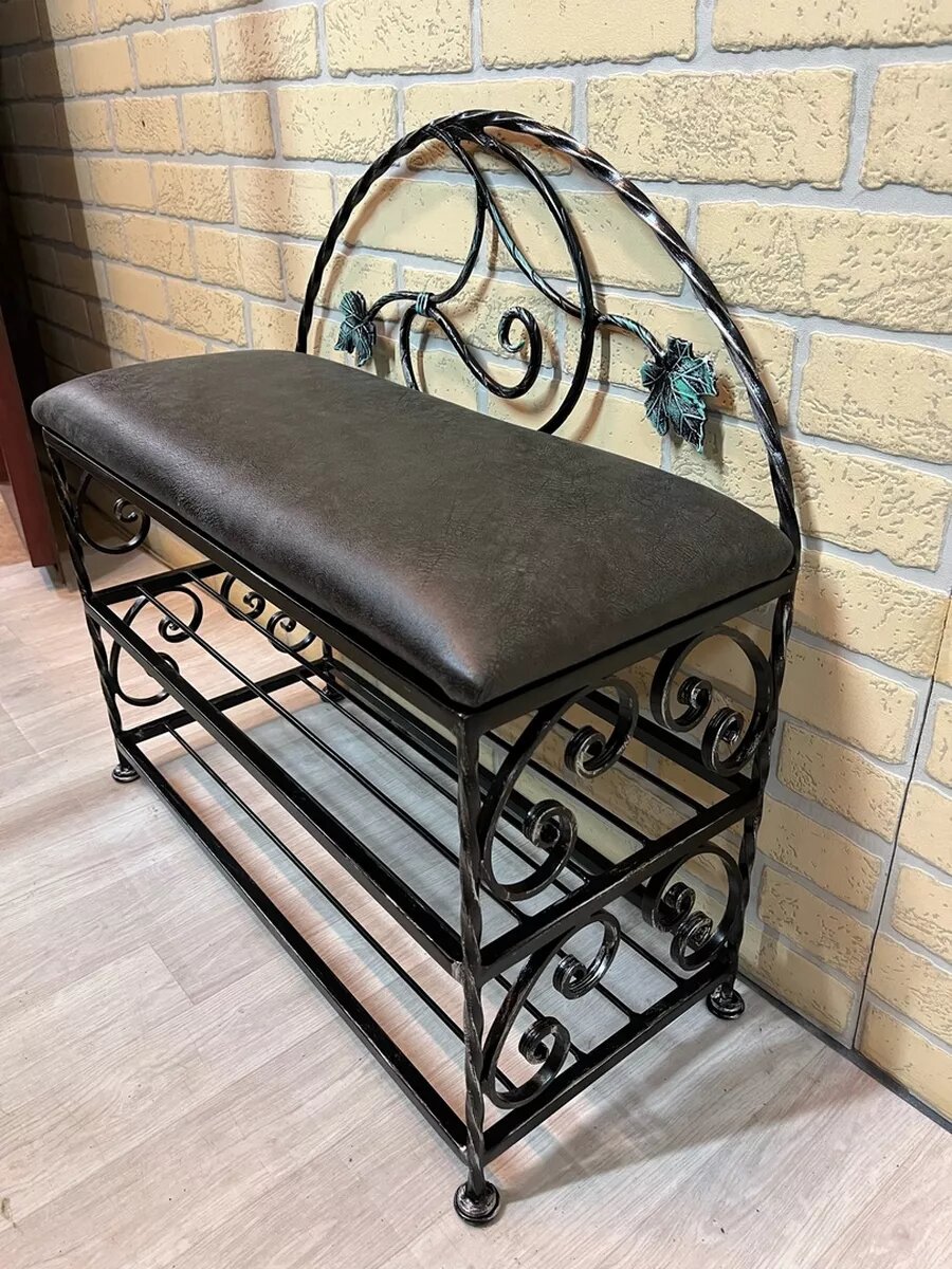 Кованая банкетка №18, Студия кованой мебели Нива, цвет серо-черный — фото 1