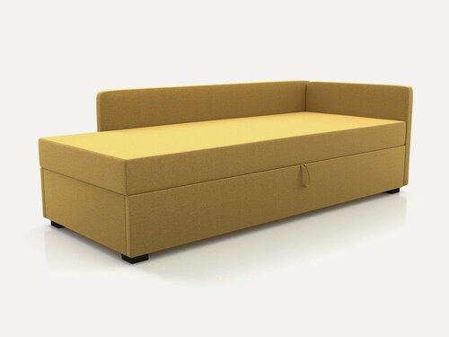 Изображение товара Кровать-тахта Soft Element Вена Textile Yellow, желтый, рогожка, с ящиками для хранения белья, на кухню, в комнату