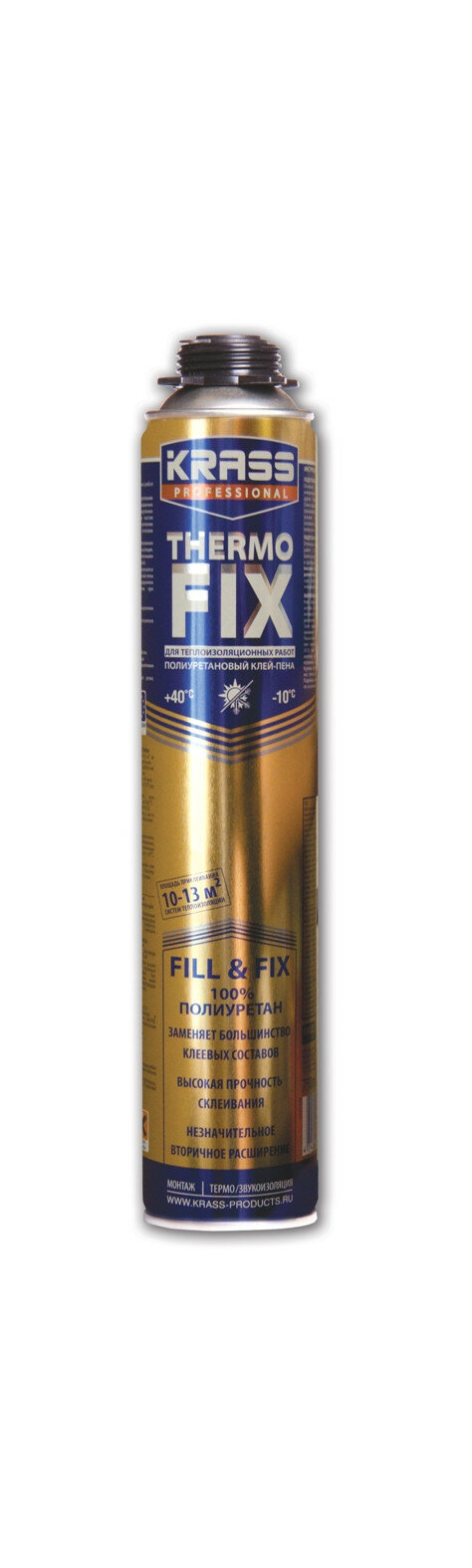 Клей-пена Krass Professional ThermoFix Extreme для теплоизоляционных работ, универсальный, 750 мл