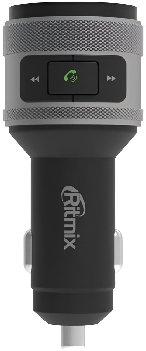 FM-трансмиттер Ritmix FMT-A707, монохромный дисплей, Bluetooth, черный
