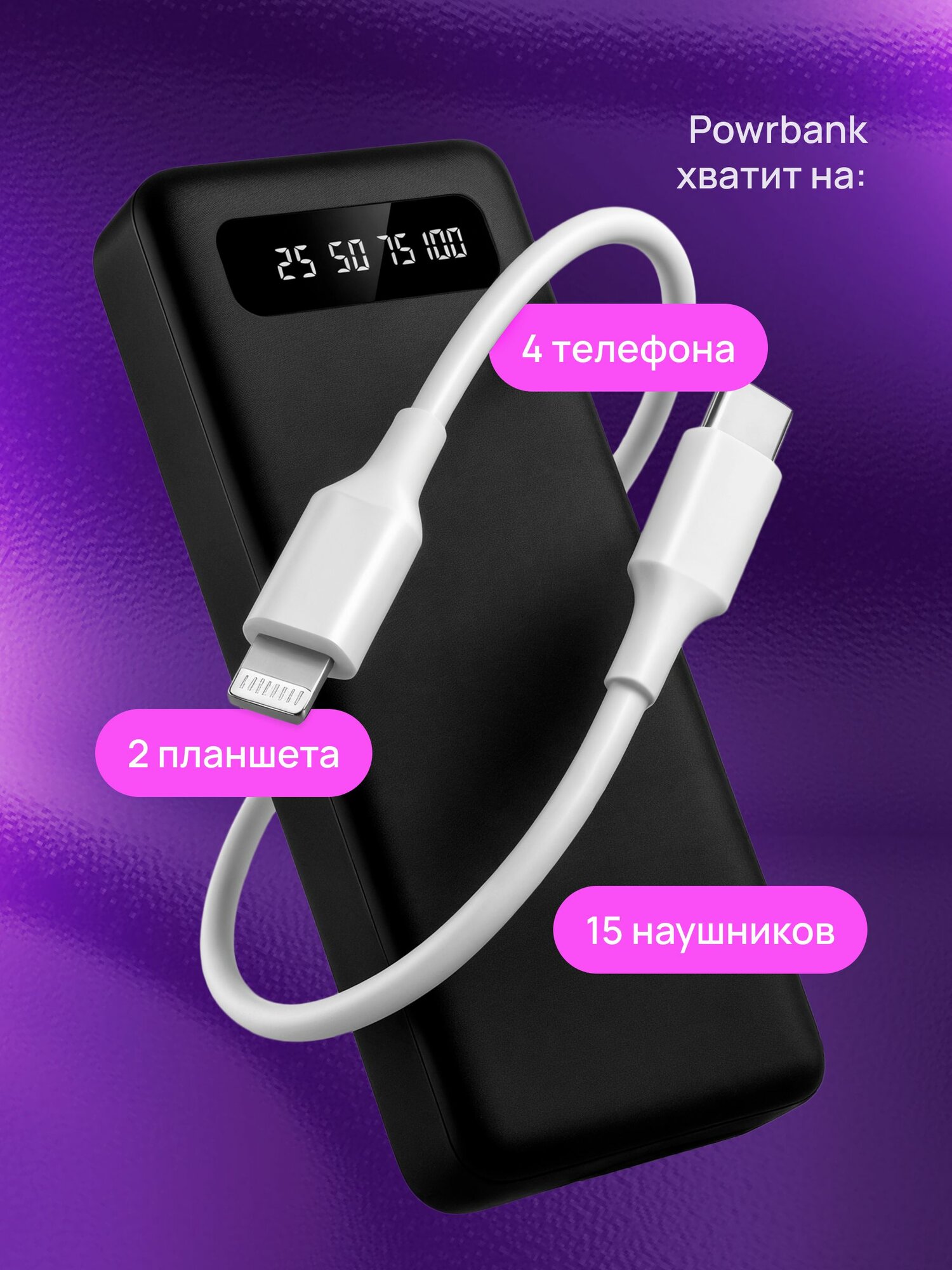 Аккумуляторные Батареи Xiaomi Внешний портативный аккумулятор 20000 mAh, мощный повербанк с фонариком и дисплеем, powerbank зарядка для телефона