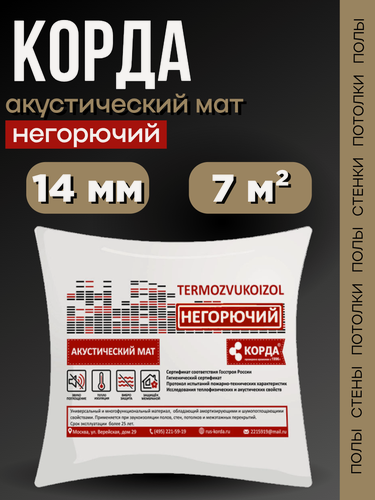 Изображение товара Шумоизоляция стен в квартире звукоизоляционный ковер на стену Корда негорючий 14мм 7м²