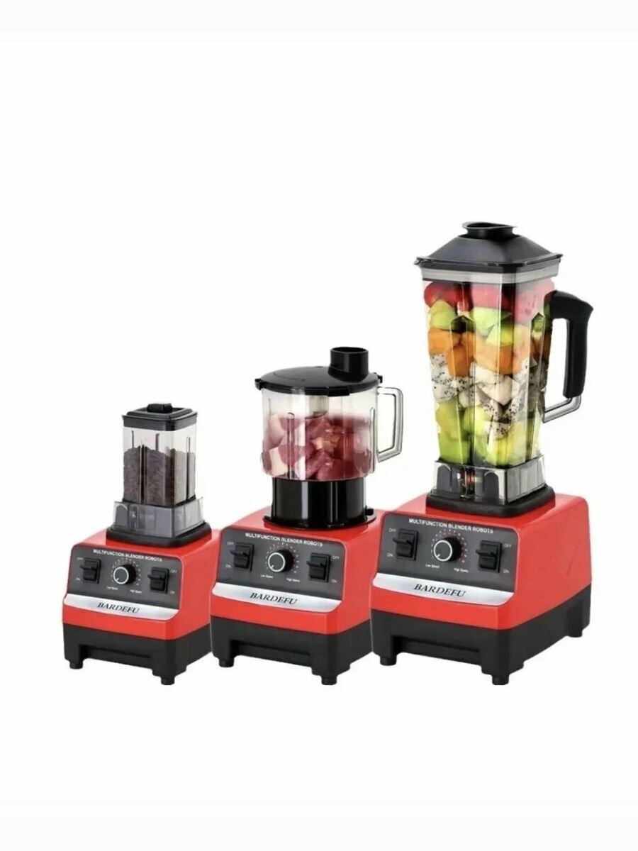 Блендер, многофункциональный, 6 в 1, нержавеющая сталь, красный