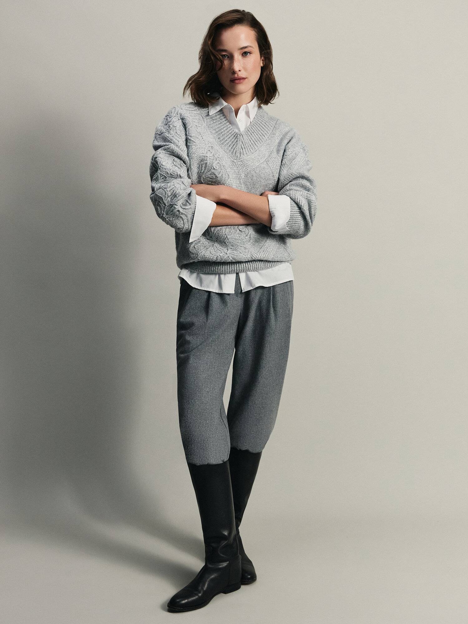 Брюки палаццо Zarina, размер S (RU 44), темно-серый