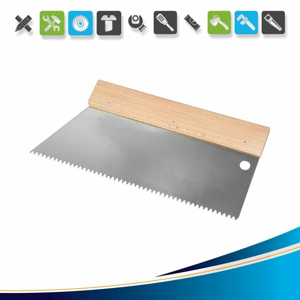 Шпатель зубчатый для клея Dominus 250 мм S2 нержавеющая сталь