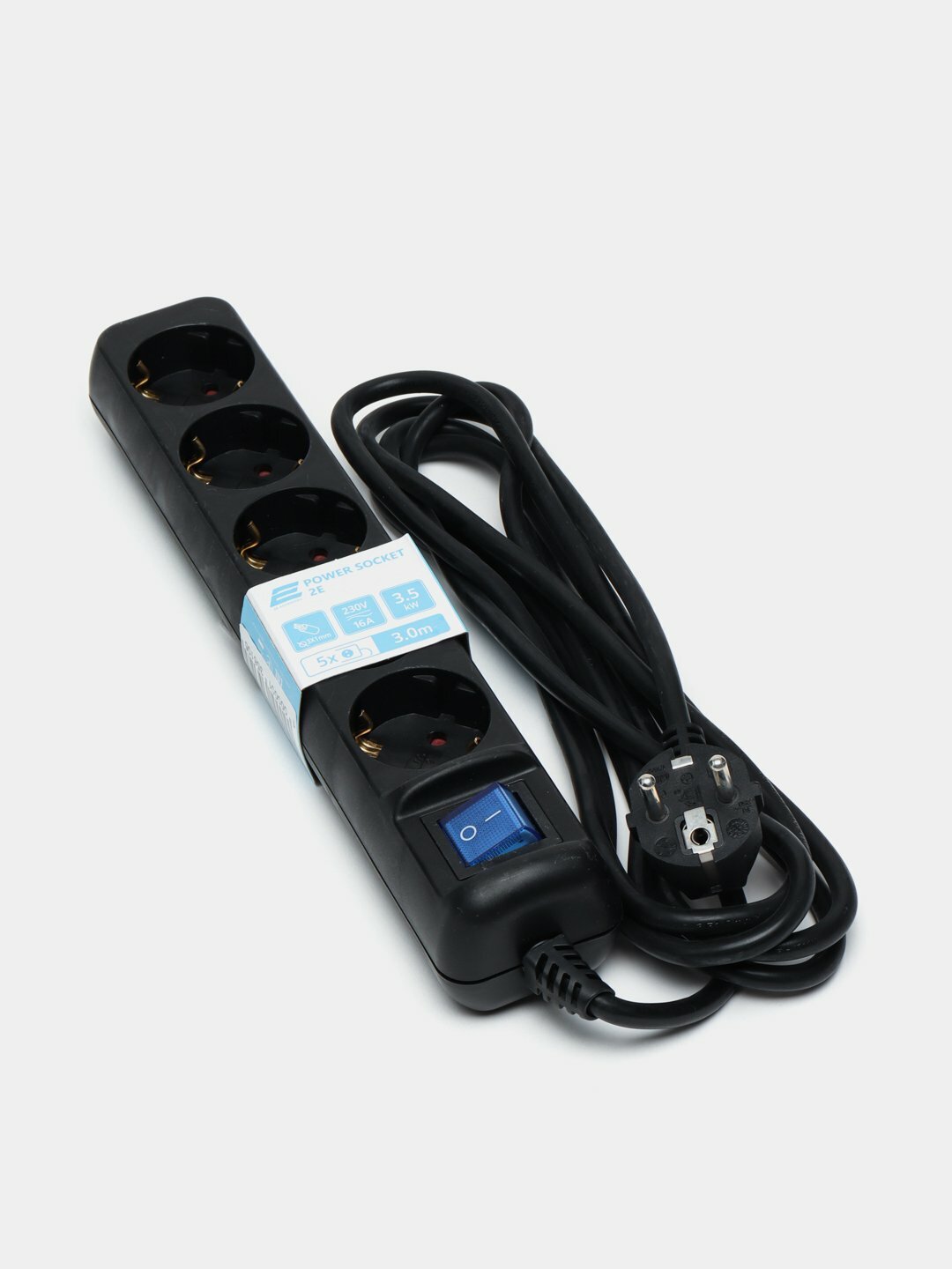 Сетевой фильтр 2E Surge protector 5XSchuko, with switch. 3G*1.0мм, 3м, black