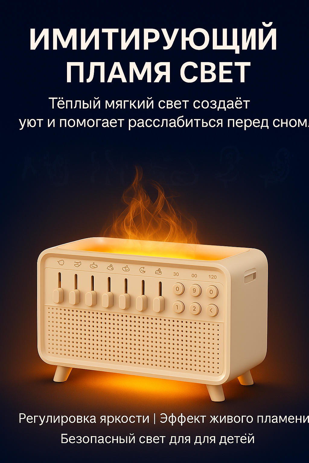 Ночник с белым шумом, для сна, белый шум, Bluetooth, таймер отключения, подходит и взрослым — фото 1