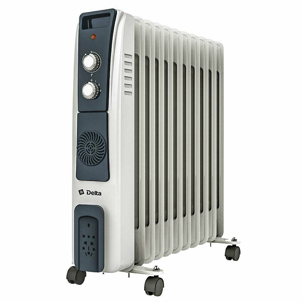 Обогреватель масляный Delta D12F-11 2500 Вт 11 секций с вентилятором светло-серый
