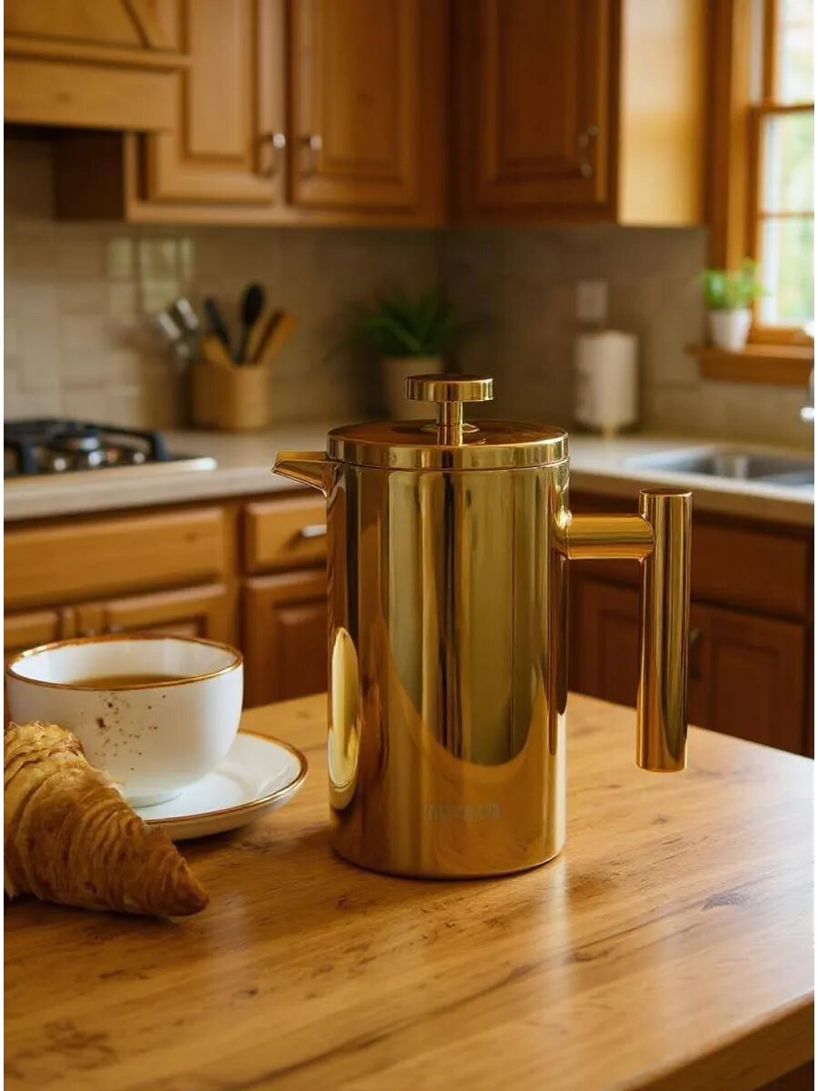 Чайник заварочный из нержавеющей стали, Kukmara, 1 л, золотой металлик