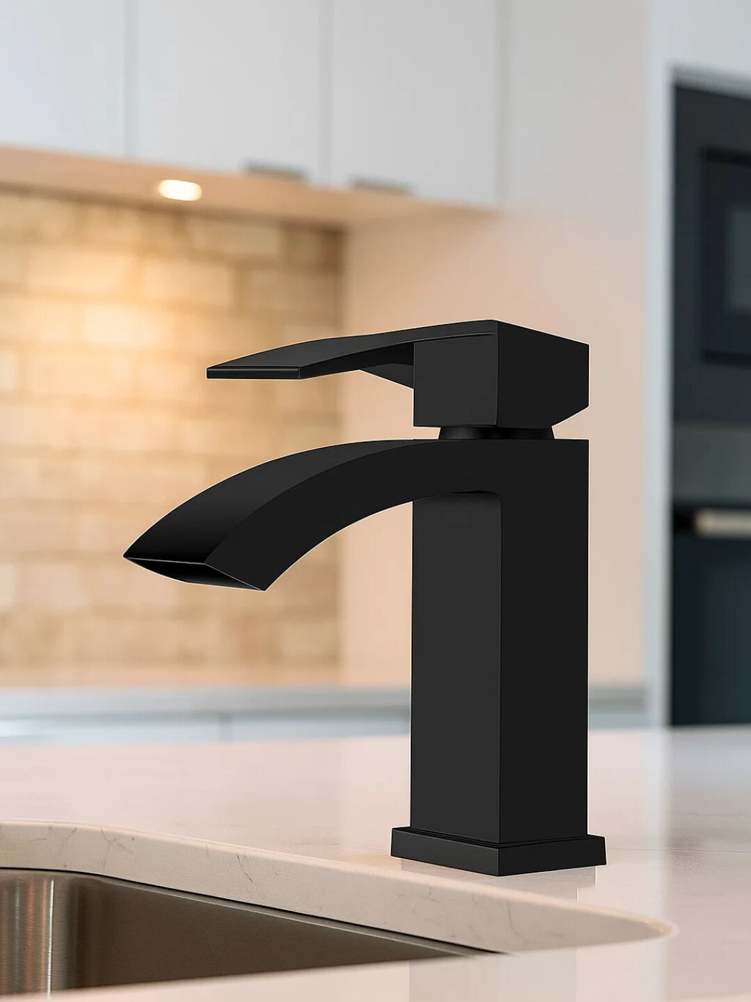 Смеситель для раковины, черный, однорычажный, современный дизайн