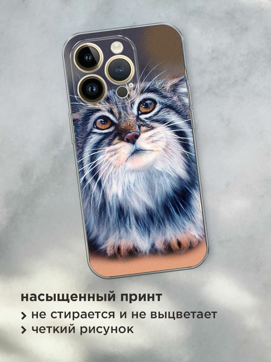 Чехол на Apple iPhone 14 Pro Max / Айфон 14 Про Макс с принтом "Кот манул 2" — фото 1