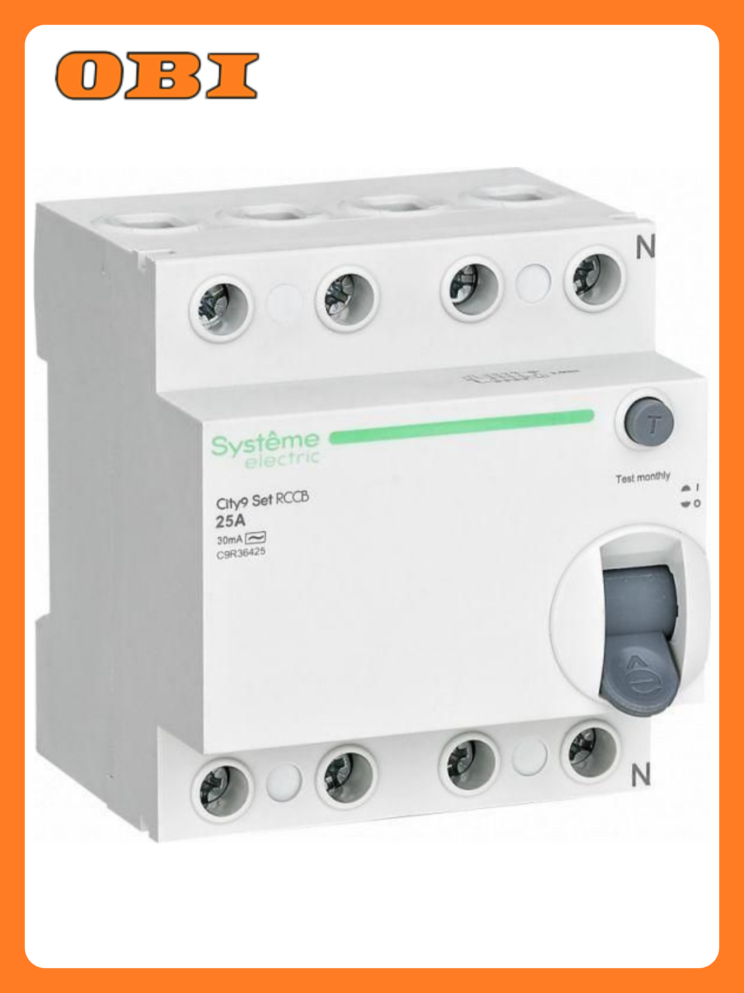 Выключатель дифференциального тока (УЗО) 4п 25А 30мА тип AC City9 Set 400В SE C9R36425