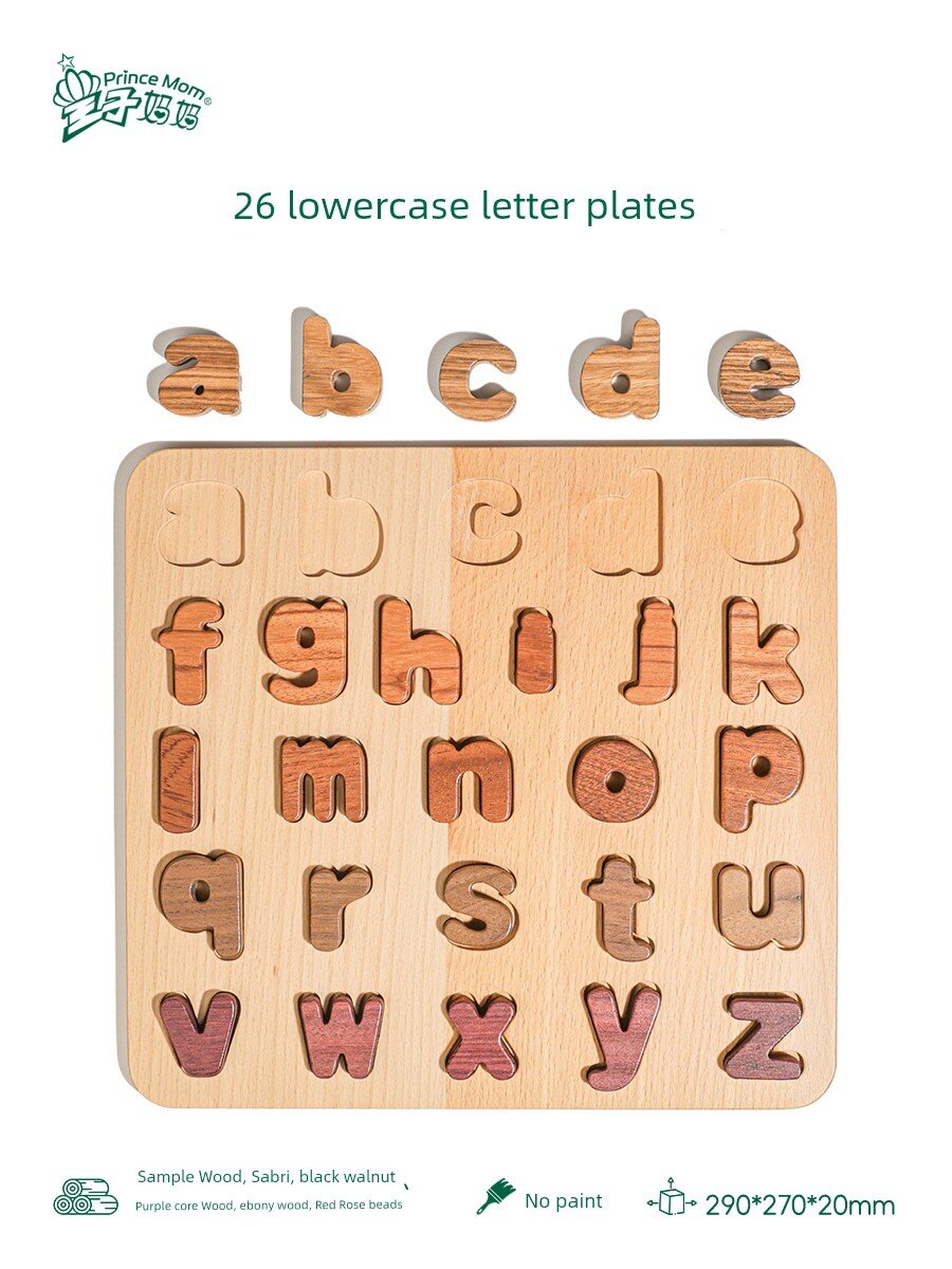 Prince Mama буквенно-цифровая когнитивная доска из чистого массива дерева Монтессори ручная головоломка детские