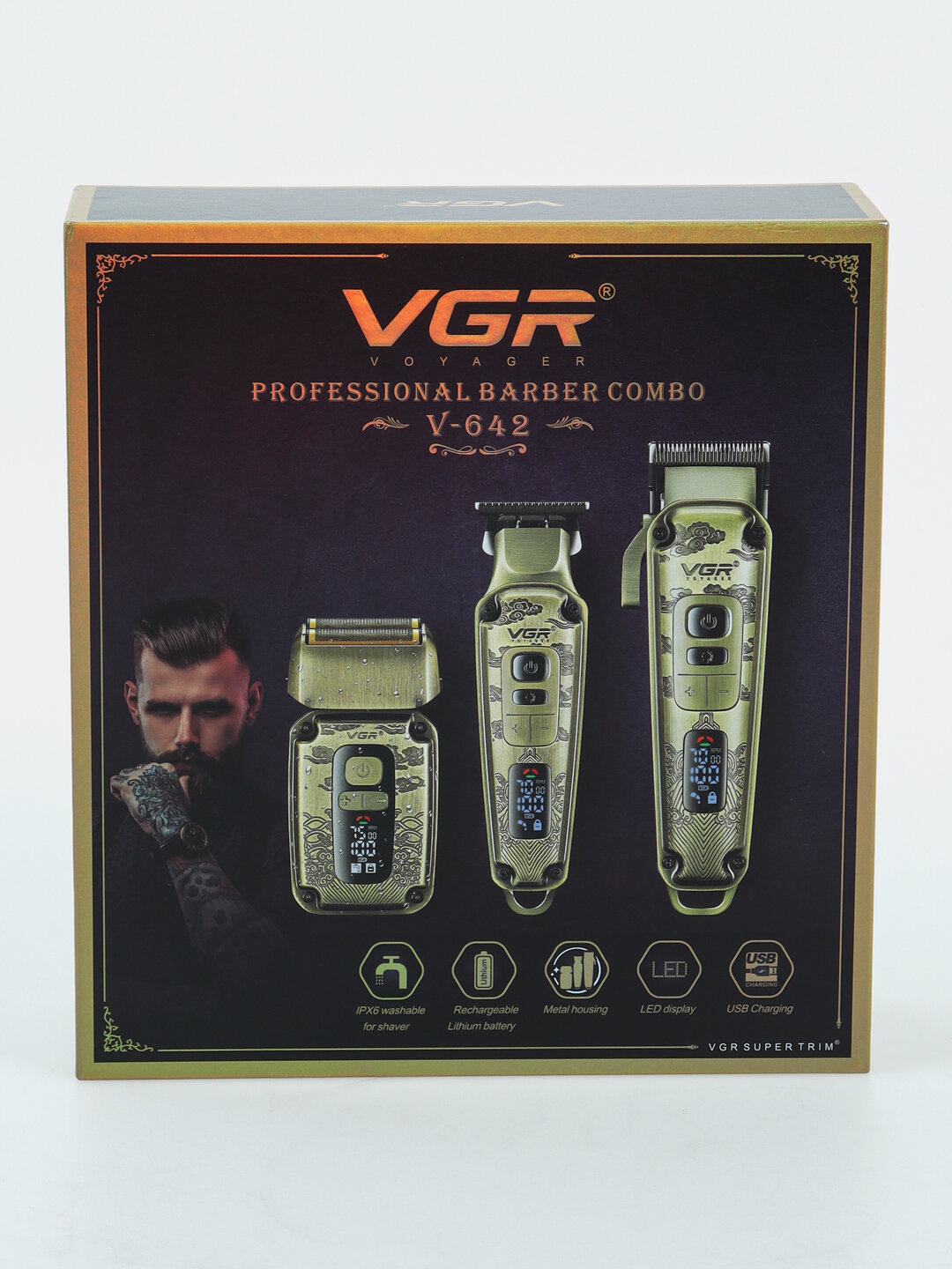 Профессиональный триммер, электробритв, машинка для стрижки 3 в 1 VGR V-642