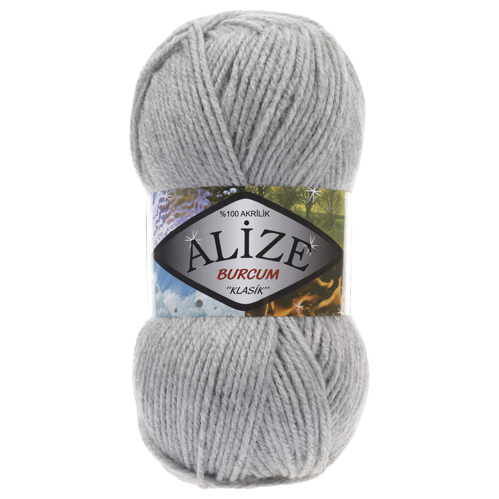 Пряжа для вязания Alize Burcum klasik 21 серый 100 гр/210 м 100% акрил