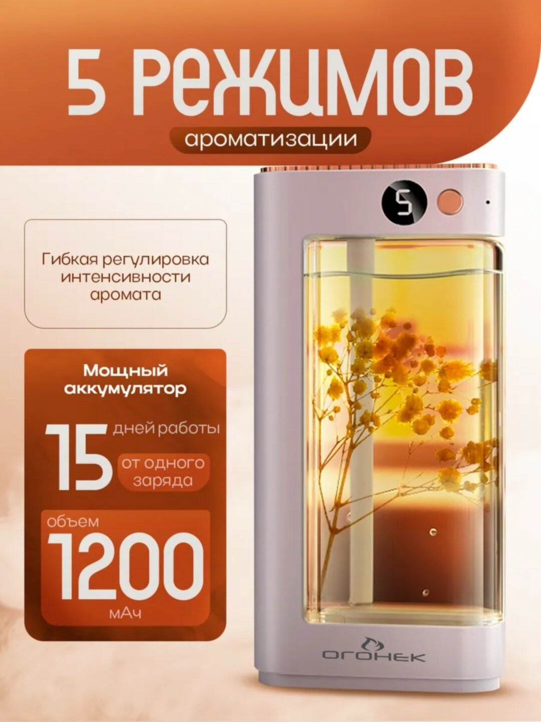 Ароматизатор освежитель диффузор автоматический с регулятором и LED подсветкой, 1 шт аромат в подарок