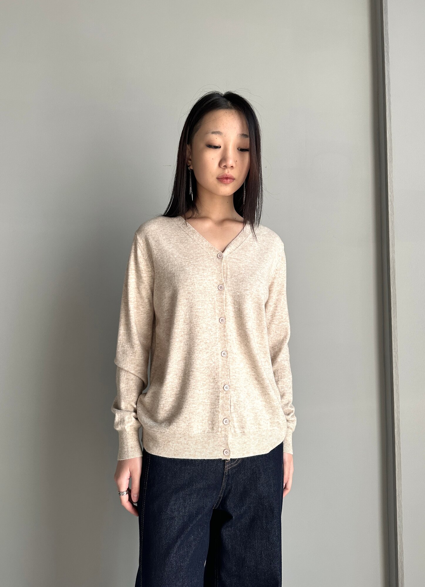 Кардиган INK Серый, черный, бежевый, размер Std, бежевый — фото 1