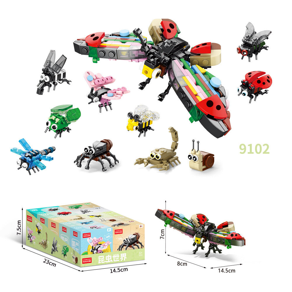 Совместимые с LEGO строительные блоки с насекомыми для детей, образовательная игрушка 10 штук, DIY пазл