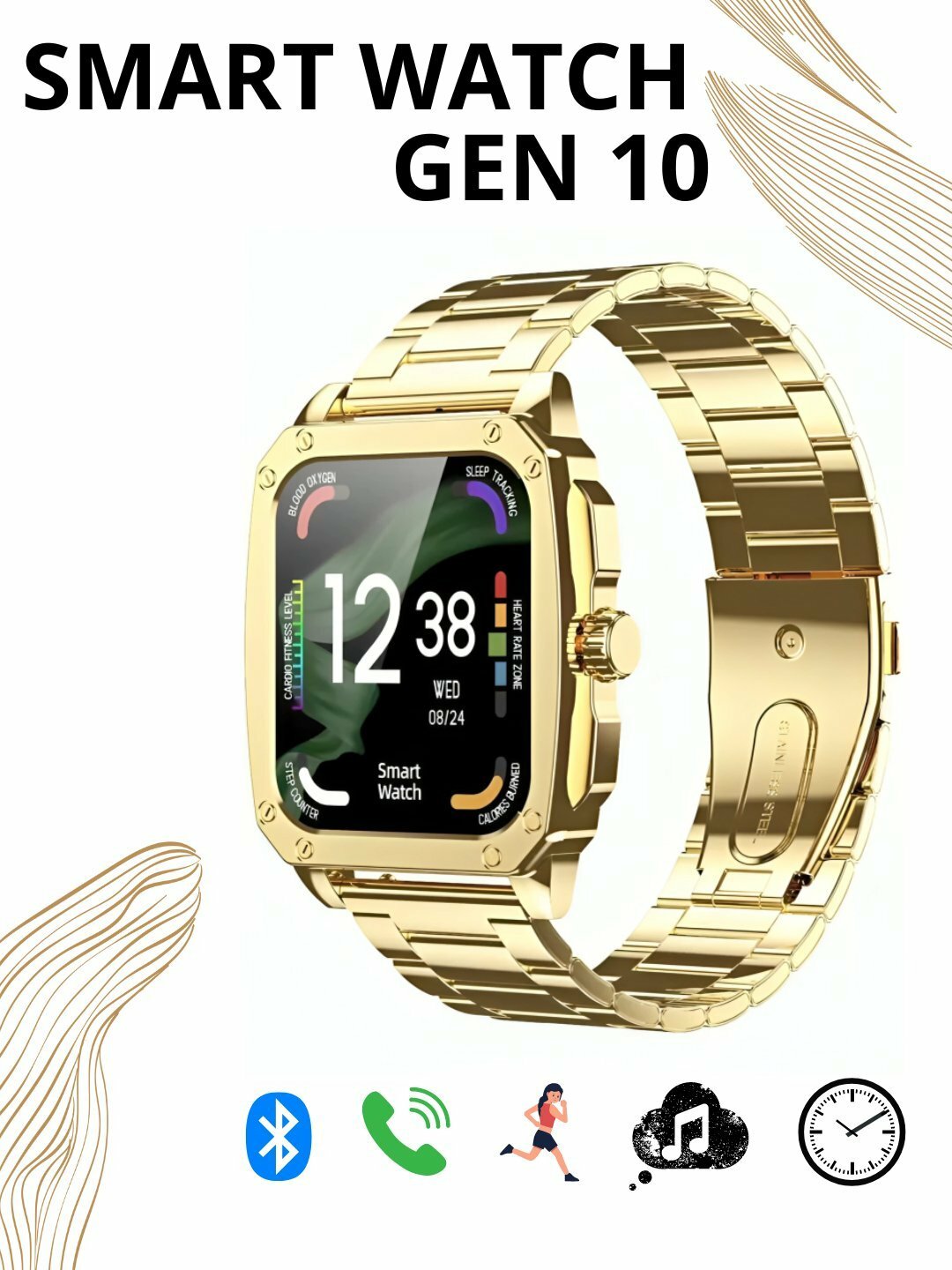 Умные часы GEN 10, 14, Men smart watch HD Clear View экран Bt 4.2/3.0