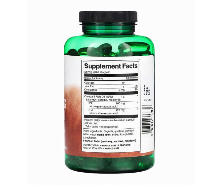 Swanson Омега-3 1000 мг со вкусом лимона в форме триглицеридов, 60 капсул — фото 1