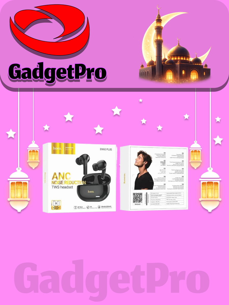 Наушники HOCO EW60 Plus TWS с Bluetooth 5.3, ANC, 20 ч, черные — фото 1