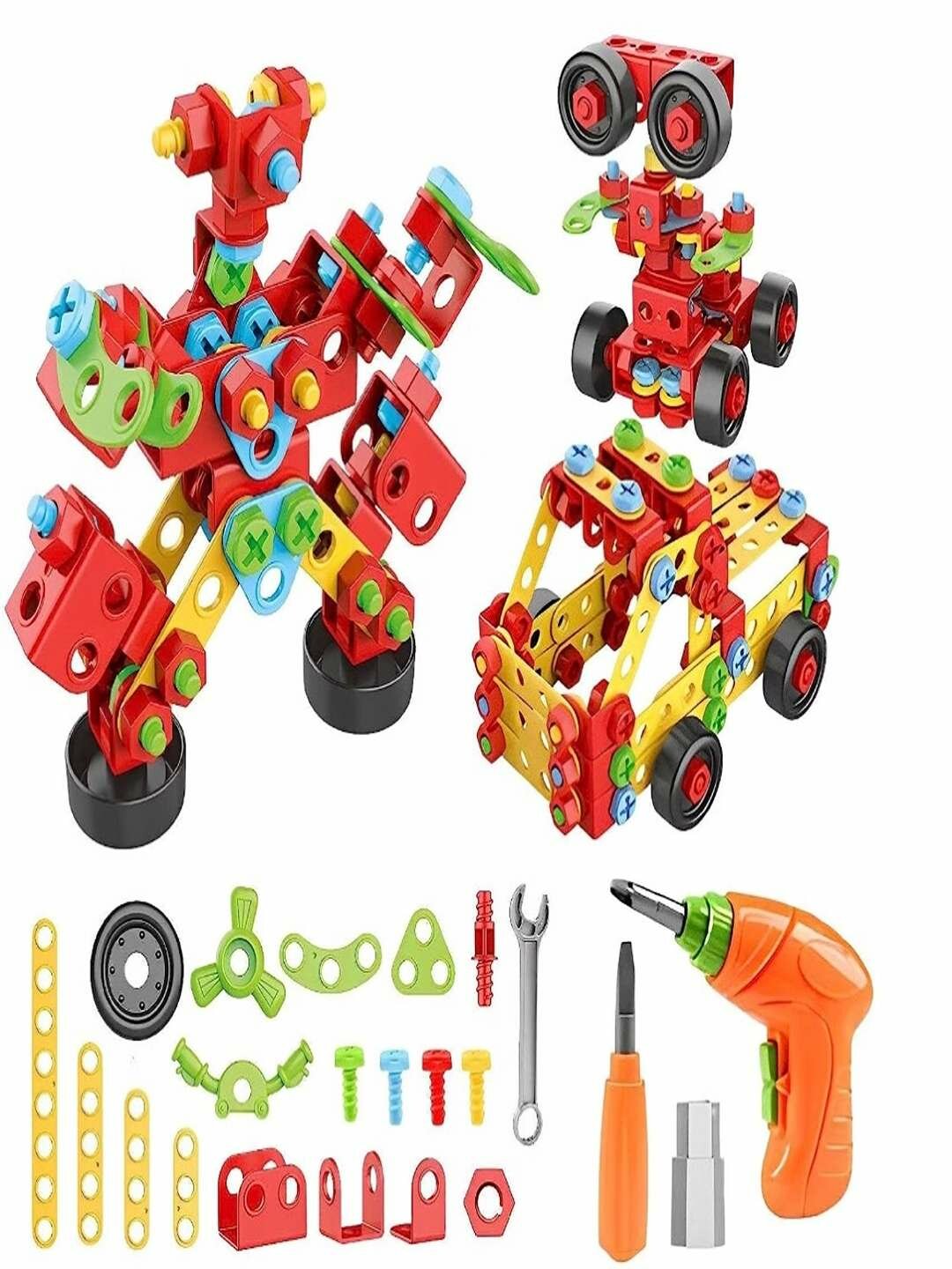 Детский конструктор-трансформер, 288 деталей, с электрошуруповертом. — фото 1