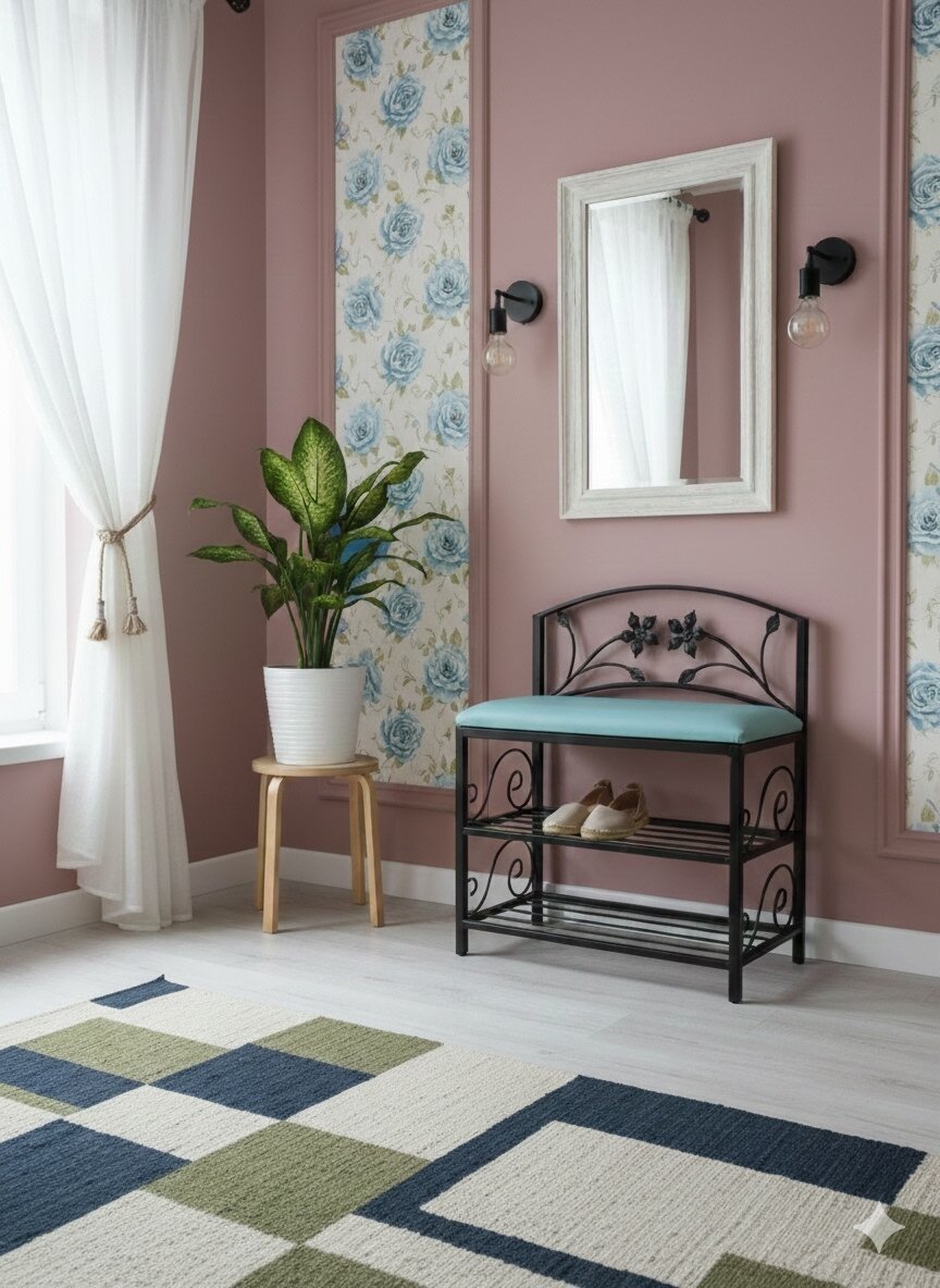 Кованая банкетка №04, Студия кованой мебели Нива, цвет голубой