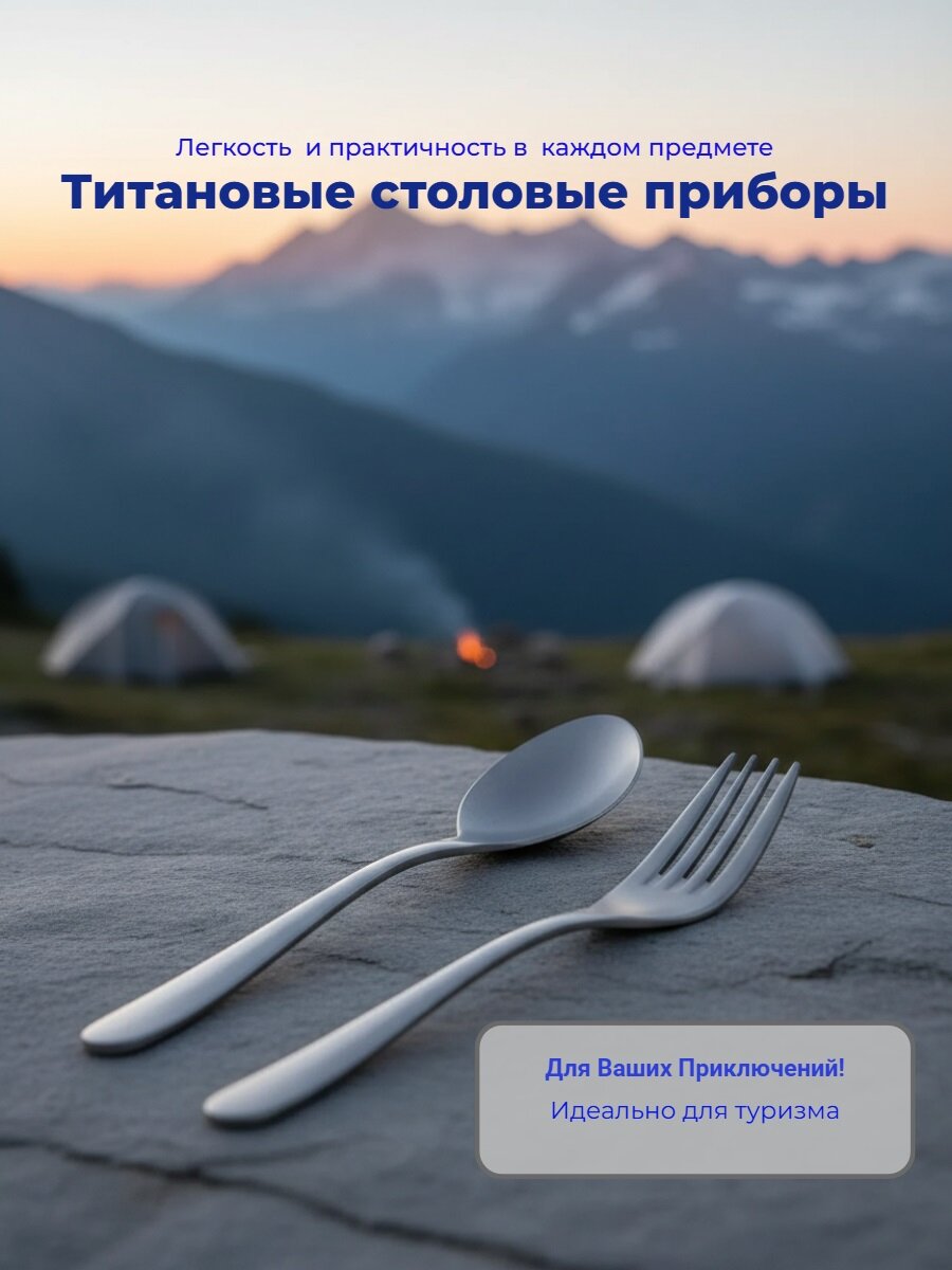 Набор столовых приборов из титана в чехле "LIVE STYLE"