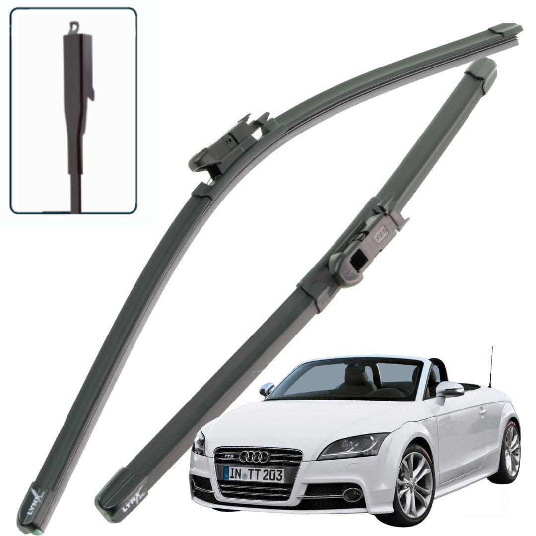 Дворники Audi TTS (2) 8J / ауди ТТС открытый кузов рест. 2010 / 2011 / 2012 / 2013 Щетки стеклоочистителя бескаркасные автомобильные LYNXauto 550мм-530мм к-т 2шт.