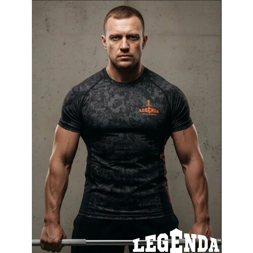 фото Рашгард legenda, размер 3xl, черный/оранжевый