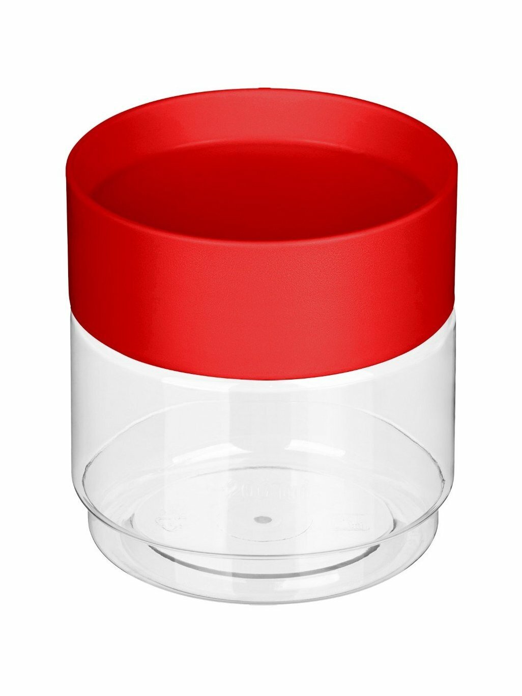 Пластиковая банка Homver 0.5 л для сыпучих продуктов, прозрачный контейнер с красной крышкой, 9.2х9.2х10 см